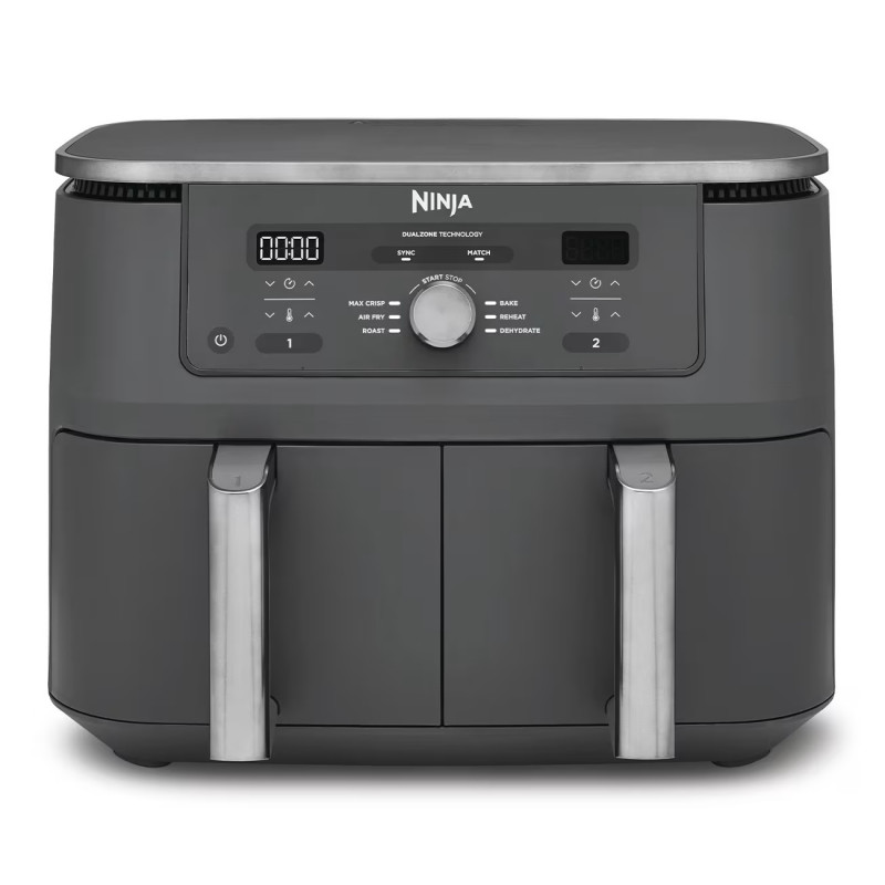 Friteuza dubla cu aer cald Ninja DZ400EU, 9.5 l, 6 programe, Timer, Zone independente, Gri