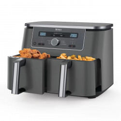 Friteuza dubla cu aer cald Ninja DZ400EU, 9.5 l, 6 programe, Timer, Zone independente, Gri