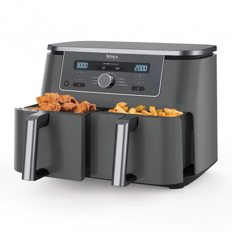 Friteuza dubla cu aer cald Ninja DZ400EU, 9.5 l, 6 programe, Timer, Zone independente, Gri