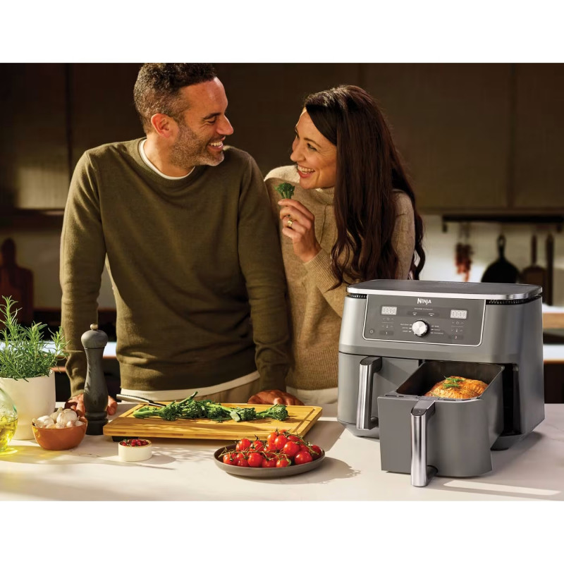 Friteuza dubla cu aer cald Ninja DZ400EU, 9.5 l, 6 programe, Timer, Zone independente, Gri