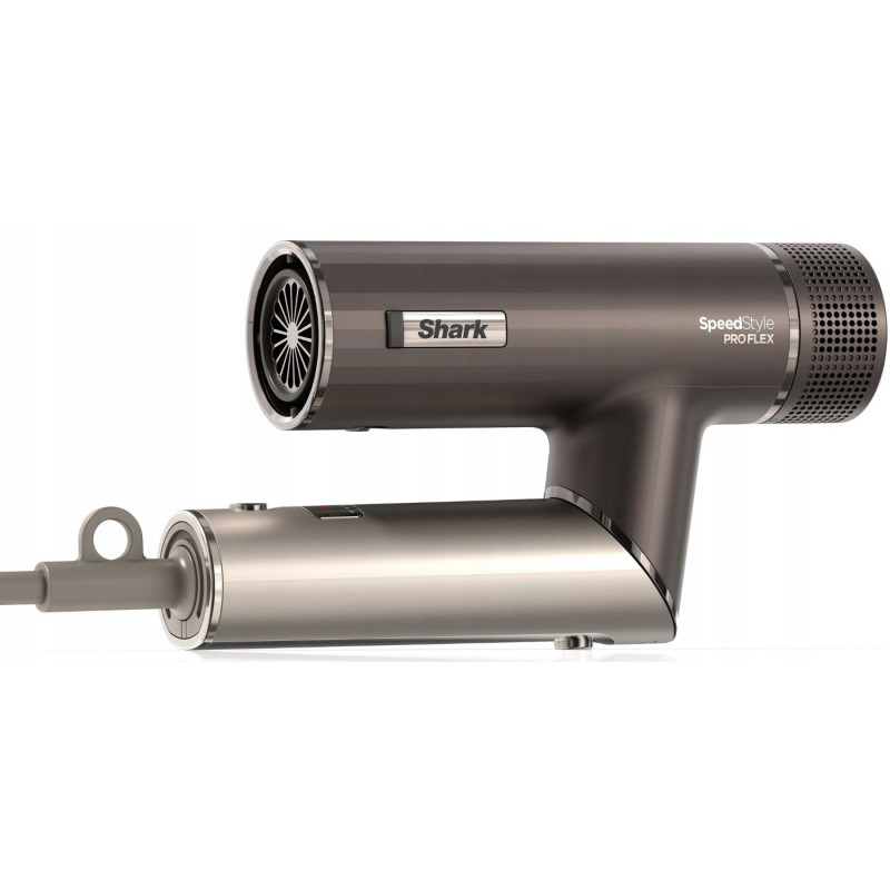 Uscator de par 4in1 Shark SpeedStyle Pro FLEX HD542EU, 1750W, 4 setari de temperatura, 3 viteze, Aer rece, Ionizare, Protectia scalpului, Mocha silver