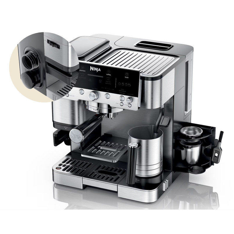 Espressor automat 3in1 Ninja Luxe Café Premier ES601EU, 1650W, 15 bar, 2 litri, Barista Assist, 4 moduri, 3 setari de temperatura, Inox/Negru