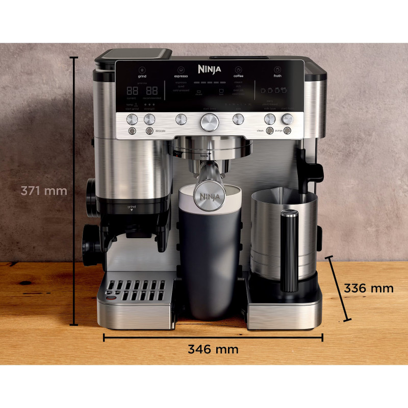 Espressor automat 3in1 Ninja Luxe Café Premier ES601EU, 1650W, 15 bar, 2 litri, Barista Assist, 4 moduri, 3 setari de temperatura, Inox/Negru