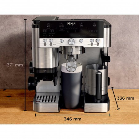 Espressor automat 3in1 Ninja Luxe Café Premier ES601EU, 1650W, 15 bar, 2 litri, Barista Assist, 4 moduri, 3 setari de temperatura, Inox/Negru