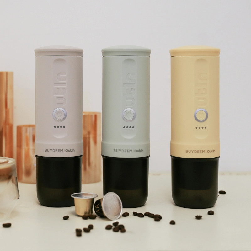 Espressor portabil BUYDEEM Outin Nano OTEM-01, 7500 mAh, 20 bar, 50 ml, 12/24V, Incarcare USB Type-C, Cafea macinata si capsule, Verde