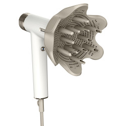 Uscator de par Shark HD352EU SpeedStyle IQ, 1700W, 3 viteze, Control termic, Ionizator, RapidGloss, Coanda, Cool Shot, Accesorii, Alb