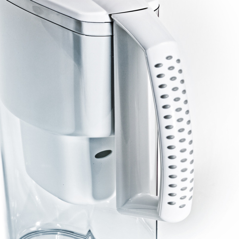 Ulcior de apă cu filtru Aquaselect B18, 2,5 l, Bază antiderapantă, Filtru cu rășini schimbătoare de ioni și carbon activ, Alb