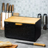 Cutie de pâine Klausberg KB 7464, 35.5 cm, Oțel, Bambus, Capac superior și frontal, Negru