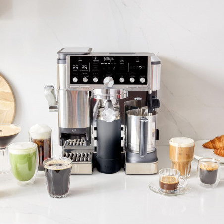 Espressor automat Ninja Luxe Café Pro TES701EU 3 în 1, 1650W, 15 bar, Boabe de cafea 250 g, 2 l, Barista Assist, 5 setări pentru spuma, 9 tipuri de espresso, Inox