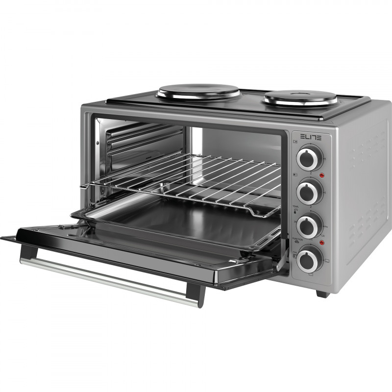 Elite EMO-48302G aragaz mic, 2000W, 48 l, 3 funcții, Sticlă dublă, Termostat, Timer, Inox