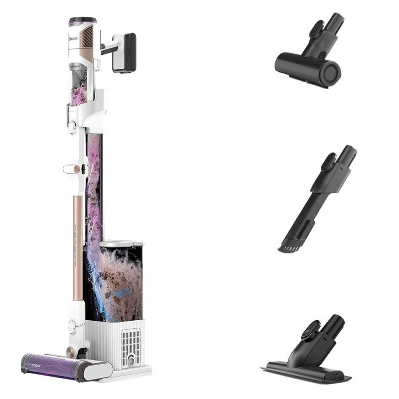 Aspirator vertical Shark IW3612EUT, 240W, 0.42 l, 3 moduri, 3 trepte, 3 atasamente, Afisaj LED, Senzori pentru detectarea murdăriei invizibile, Autonomie pana la 60 min, Alb/Galben