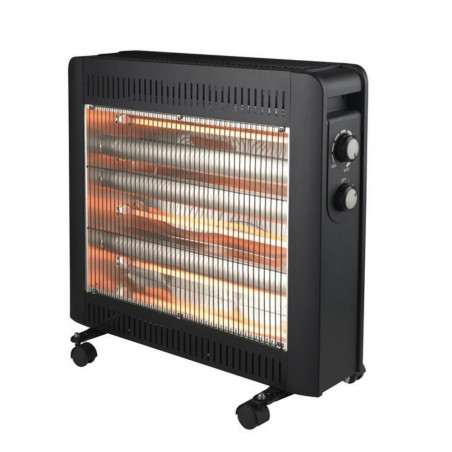 Radiator cu quartz Rosberg R51972E, 2400W, 4 tuburi, 2 trepte, Protectie rastunare, Negru