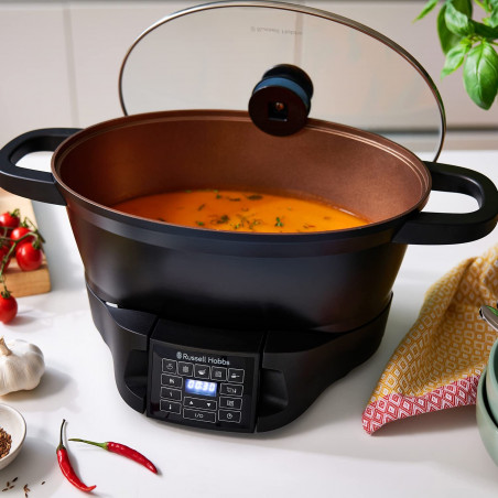 Russell Hobbs Good-to-Go Multicooker 28270-56, 750W, 6.5L, 8 programe, Cronometru, Mânere reci, 59% mai eficient energetic, Ușor de curățat, Negru