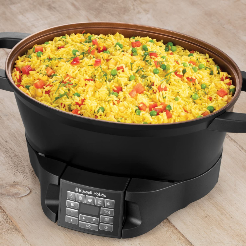 Russell Hobbs Good-to-Go Multicooker 28270-56, 750W, 6.5L, 8 programe, Cronometru, Mânere reci, 59% mai eficient energetic, Ușor de curățat, Negru