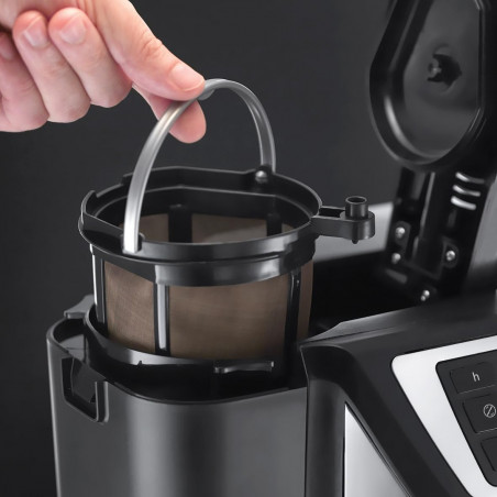 Cafetiera Russell Hobbs Victory Grind & Brew 22000-56, 1025W, 1,5 L, 250 g, 12 cesti, Timer, Filtru incorporat, Negru/inox
