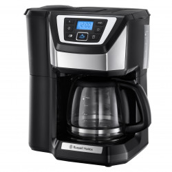 Cafetiera Russell Hobbs Victory Grind & Brew 22000-56, 1025W, 1,5 L, 250 g, 12 cesti, Timer, Filtru incorporat, Negru/inox