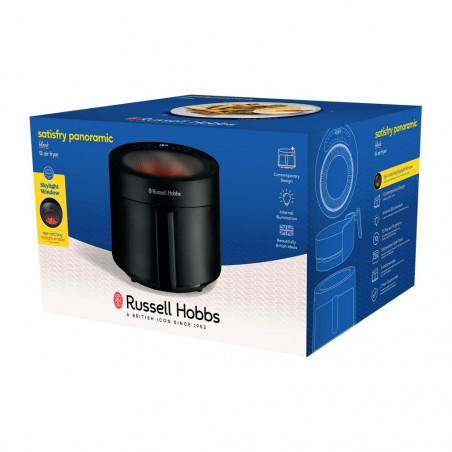 Friteuza cu aer cald Russell Hobbs SatisFry Panoramic 27420-56, 1650W, 5.5 l, 10 programe, Afisaj digital cu LED-uri, Termostat, Timer, Negru