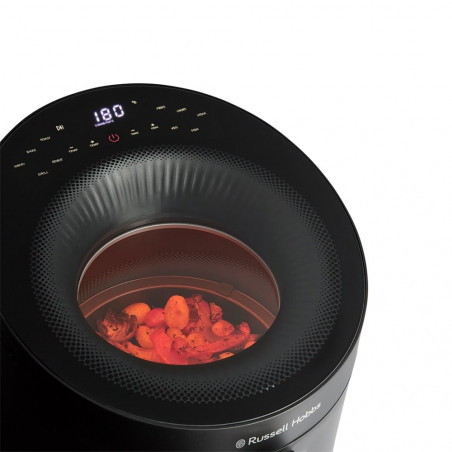 Friteuza cu aer cald Russell Hobbs SatisFry Panoramic 27420-56, 1650W, 5.5 l, 10 programe, Afisaj digital cu LED-uri, Termostat, Timer, Negru