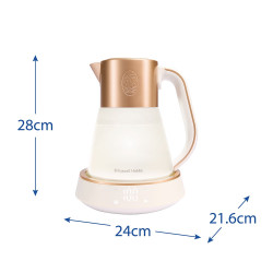 Russell Hobbs Calm Kettle 27450-70, 2400W, 1,7 l, 40-100°C, Fierbere silențioasă, butoane tactile, alerte sonore, 6 culori schimbătoare, Protect, fără BPA și PFAS, alb/dorat
