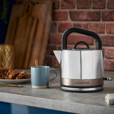 Fierbător electric Russell Hobbs Distinctions Titanium 26422-70, 2400W, 1,5 l, Fierbere rapidă, Filtru lavabil anti-calcar, Baza 360°, Protecție, Inox/Titaniu