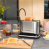 Prajitor de paine Russell Hobbs Attentiv 26210-56, 1640W, 2 felii, 6 trepte, Centrare, Control tactil, LED, Depozitare, Fara BPA si PFAS, Inox/Negru