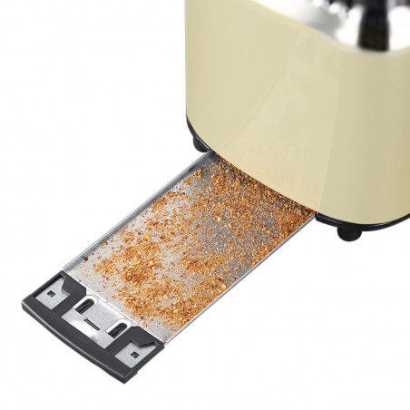 Prajitor de paine Russell Hobbs Retro Vintage Cream 21682-56, 1300W, 2 felii, 6 trepte, Indicator retro, Lift & Look, Quick Toast, Cream/Inox