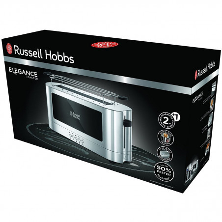 Russell Hobbs Elegance Toaster 23380-56, 1420W, 2 fileuri, 6 grade, Lift & Look, Inox/negrit
