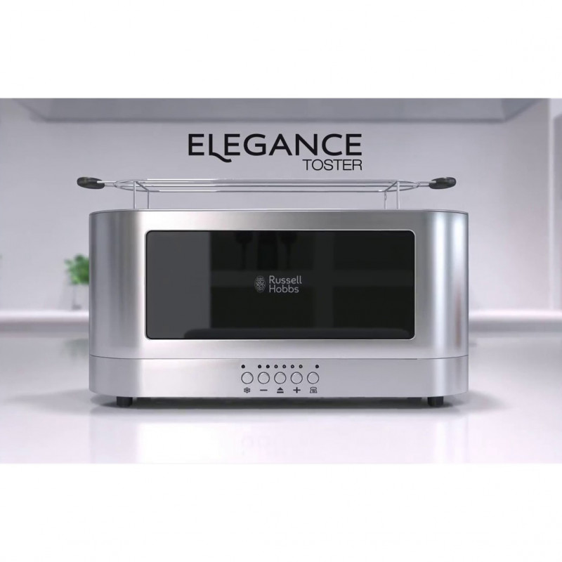 Russell Hobbs Elegance Toaster 23380-56, 1420W, 2 fileuri, 6 grade, Lift & Look, Inox/negrit