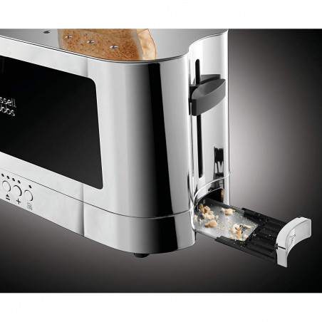 Russell Hobbs Elegance Toaster 23380-56, 1420W, 2 fileuri, 6 grade, Lift & Look, Inox/negrit