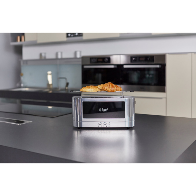 Russell Hobbs Elegance Toaster 23380-56, 1420W, 2 fileuri, 6 grade, Lift & Look, Inox/negrit
