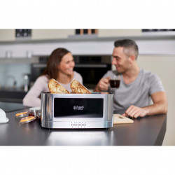 Russell Hobbs Elegance Toaster 23380-56, 1420W, 2 fileuri, 6 grade, Lift & Look, Inox/negrit