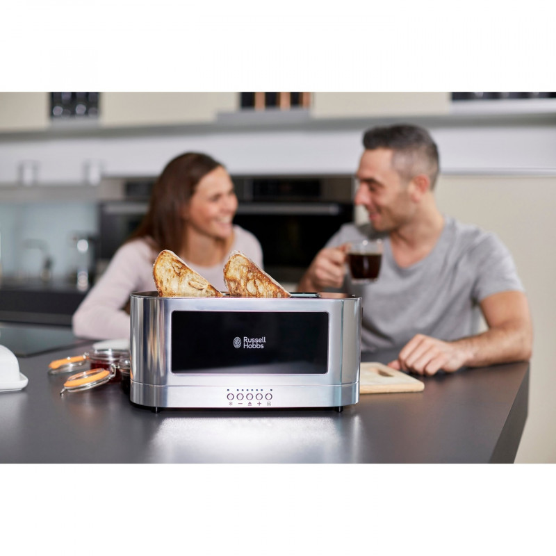 Russell Hobbs Elegance Toaster 23380-56, 1420W, 2 fileuri, 6 grade, Lift & Look, Inox/negrit