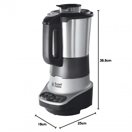 Russell Hobbs Soup & Blend 21480-56, 1200W, 1.75L, încălzire, 8 programe, alarmă sonoră, sistem de siguranță, menținere căldură, negru/Inox