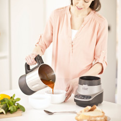 Russell Hobbs Soup & Blend 21480-56, 1200W, 1.75L, încălzire, 8 programe, alarmă sonoră, sistem de siguranță, menținere căldură, negru/Inox
