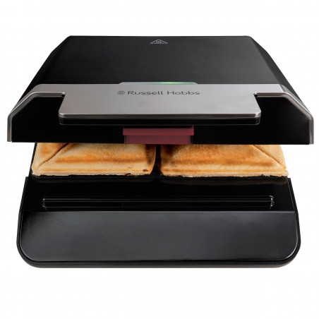 Sandwich Toaster Russell Hobbs Creations 26800-56, 750W, 4 felii, Placi neaderente, Incalzire rapida, Indicatoare, Negru/Inox