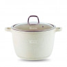 Oala adanca Goldmann GM-0624B, 24 cm, 6.2 l, Acoperire neaderenta din marmura, Capac cu deschidere, Inductie, Bej