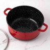 Oala Goldmann GM-7320R, 2.3 l, 20 cm, Acoperire neaderenta din marmura, Capac sticla, Inductie, Rosu