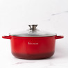 Oala Goldmann GM-7320R, 2.3 l, 20 cm, Acoperire neaderenta din marmura, Capac sticla, Inductie, Rosu