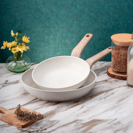 Tigaie Voltz Nice OV54419E24, 24x4.8 cm, Finisaj marmura, Inductie, Cream melange