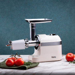 Masina de tocat carne cu atasament pentru rosii Oliver Voltz OV51991F, 1800W, Accesoriu pentru carnati, Alb