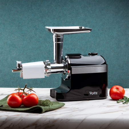 Masina de tocat carne cu atasament pentru rosii Oliver Voltz OV51991F, 1800W, Accesoriu pentru carnati, Negru