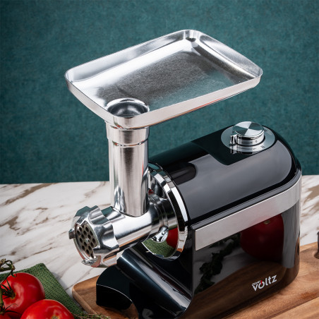 Masina de tocat carne cu atasament pentru rosii Oliver Voltz OV51991F, 1800W, Accesoriu pentru carnati, Negru