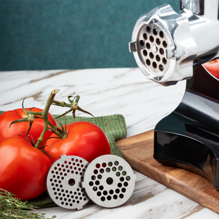 Masina de tocat carne cu atasament pentru rosii Oliver Voltz OV51991F, 1800W, Accesoriu pentru carnati, Negru