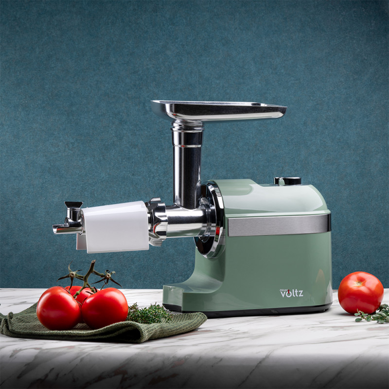 Masina de tocat carne cu atasament pentru rosii Oliver Voltz OV51991F, 1800W, Accesoriu pentru carnati, Verde