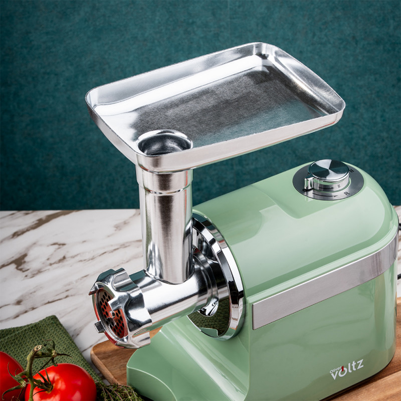 Masina de tocat carne cu atasament pentru rosii Oliver Voltz OV51991F, 1800W, Accesoriu pentru carnati, Verde