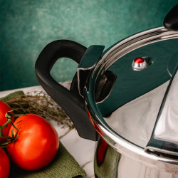 Oala sub presiune Rosberg R51311A7, 7 litri, 2 capace, Inductie, Fund cu trei straturi, Inox