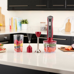Blender 3 în 1 Russel Hobbs Desire 27140-56, 500W, 600+500 ml, 2 viteze + puls, Otel inoxidabil, Fara BPA, Rosu