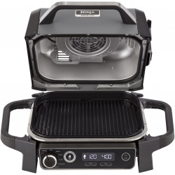 Gratar electric Ninja OG701EU, 2400W, Pana la 260C, Acoperire interna amina ceramica, Woodfire, Gri