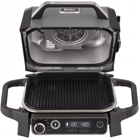 Gratar electric Ninja OG701EU, 2400W, Pana la 260C, Acoperire interna amina ceramica, Woodfire, Gri
