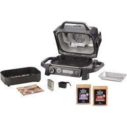 Gratar electric Ninja OG701EU, 2400W, Pana la 260C, Acoperire interna amina ceramica, Woodfire, Gri